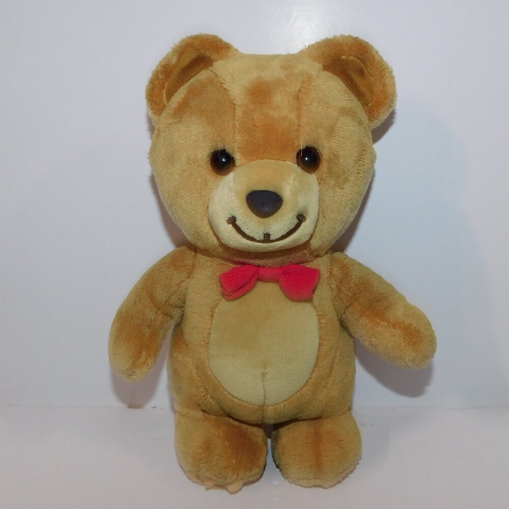 Gund Kraft Peanut Butter Teddy Bear Red Bow Tie stuffed 10" Plush Tan